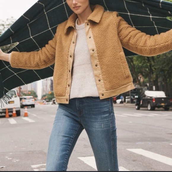 Madewell Jackets & Blazers - Madewell Women's Sherpa button down Camel Teddy Jacket S